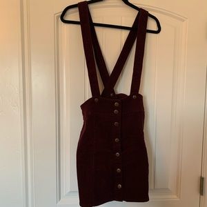 Burgundy corduroy skirt overalls